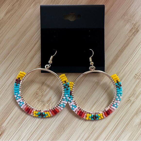 Beaded Hoop Earrings - Picture 1 of 2